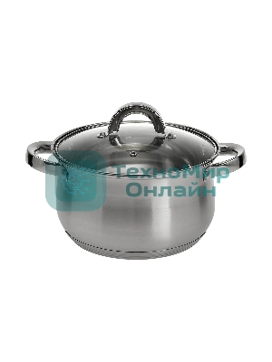 Кастрюля WEBBER BE-145/2 4 л, нержавеющая сталь, со стеклянной крышкой