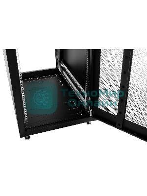 Шкаф серверный напольный ЦМО ШТК-Э, IP20, 48U, 2254х600х1000 мм (ВхШхГ), дверь: перфорация, боковая панель: сплошная, разборный, черный