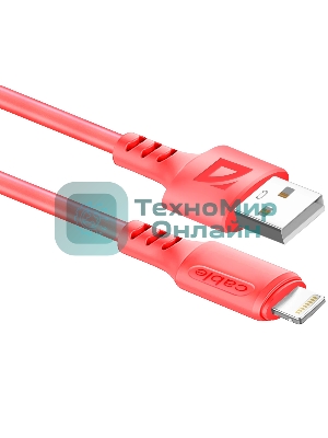 Кабель Defender F207, USB 2.0 (AM) - Apple Lightning (M), 1метр, 2.4А, силиконовая оплетка, красный.