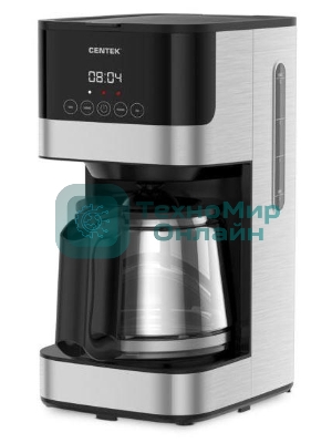 Кофеварка капельная Centek CT-1150 черный/сталь, исп. кофе - молотый, 1.5 л, 1000 Вт.