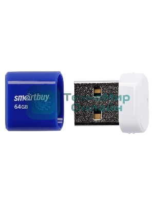 Флешка USB SmartBuy LARA Blue (SB64 GbLARA-B), 64Gb, USB 2.0, R/W 15/5, синий/белый