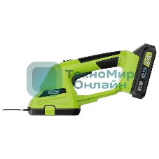 Ножницы-кусторез аккумуляторные Deli DG621-1 (1АКБ*2А·ч + ЗУ, 20V), макс. толщина реза 8мм, макс. частота хода лезвия 1200об/мин, ширина обработки травы 10 см, длина насадки для кустовых пород 20 см