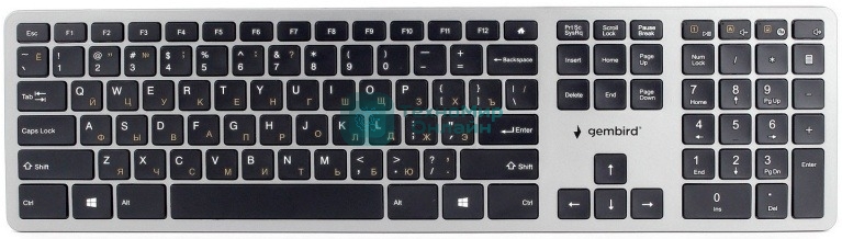 Клавиатура беспроводная Gembird KBW-3, USB, серебристый/черный