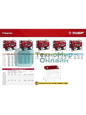 Электрогенератор бензиновый Зубр СБ-3300, 3.3 кВт, 72 дБ, 44 кг