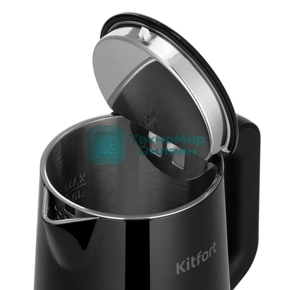 Чайник электрический Kitfort КТ-6186 1.5л. 1800Вт черный корпус: пластик