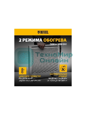 Конвектор электрический гибридный Denzel HybridX-1000 белый, 1000 Вт, 20 м2, термостат, дисплей