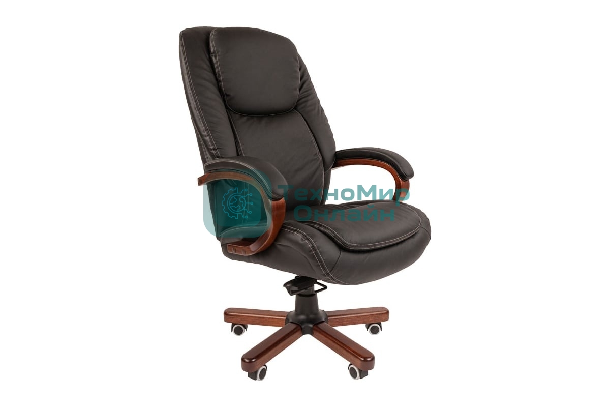 Кресло Chairman 408 черный, кожа, 120 кг, механизм качания