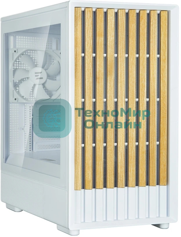 Компьютерный корпус Zalman P10 NAMU, MATX, белый, WINDOW, FRONT COVER WALNUT, 2x3.5