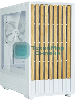 Компьютерный корпус Zalman P10 NAMU, MATX, белый, WINDOW, FRONT COVER WALNUT, 2x3.5