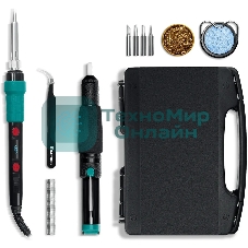 Мини-паяльная станция KRAFTOOL KS-15, 14-в-1, 90 - 480°C, 135 Вт, цифровая в кейсе (55346)