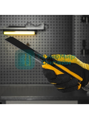 Нож Denzel 25 мм, сменное лезвие, SK4, корпус из TPR, метал. направляющая, винтовой фиксатор