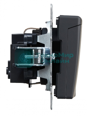 Розетка 1-местная IEK BRITE РСбш10-3-БрГ с заземлением, с защитными шторками и крышкой, 16А IP20, графит