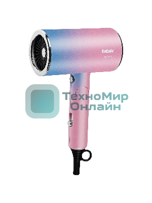 Фен BBK BHD3000 розовый/голубой, 2000 Вт, ионизация, компактный