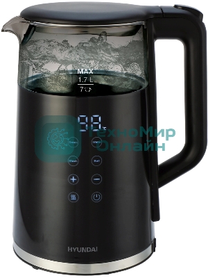 Чайник электрический Hyundai HYK-G5403 1.7л. 2200Вт черный корпус: стекло