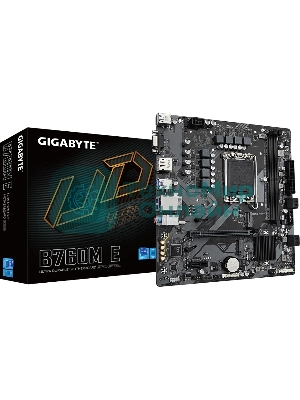 Материнская плата Gigabyte B760M E, LGA 1700, Intel B760, 2xDDR5, 4xSATA, 2xM.2, 1xPCIe 4.0 x16, 1xPCIe x1, 1xVGA, 1xHDMI, 1xDP, 1x1Gb LAN, 4xUSB-A 5Gbps, 2xUSB-A 2.0, 3x3.5 мм, 7.1, mATX