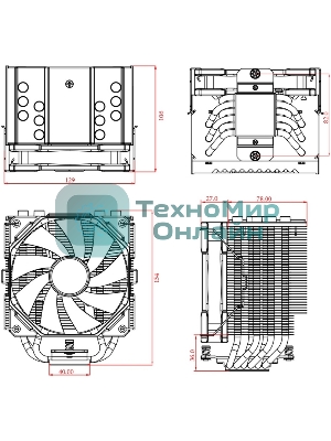 Кулер ID-COOLING SE-226-XT черный 120мм алюминий/медь 1800rpm 35db 4-pin 250W 154мм
