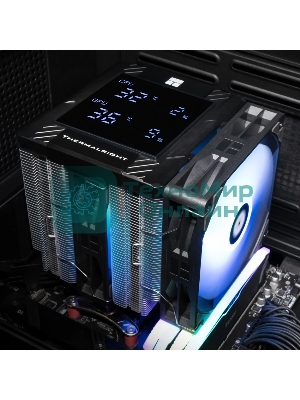 Кулер для процессора Thermalright Peerless Assassin 120 Digital Black ARGB (4-pin PWM, LED temp., 162mm, Ni/Cu, 6x6mm, ARGB, 2x120mm, 88.89CFM, 25.6dBA, 1850RPM, S: 1851, 1700, 1200, 115X, AM5, AM4, black)