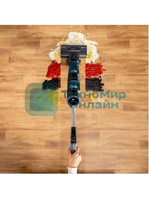 Пылесос вертикальный моющий Tefal X-Clean 5 GF5555F0 серый/черный, от аккумулятора, 200 Вт, уборка влажная, пылесборник 0.44 л