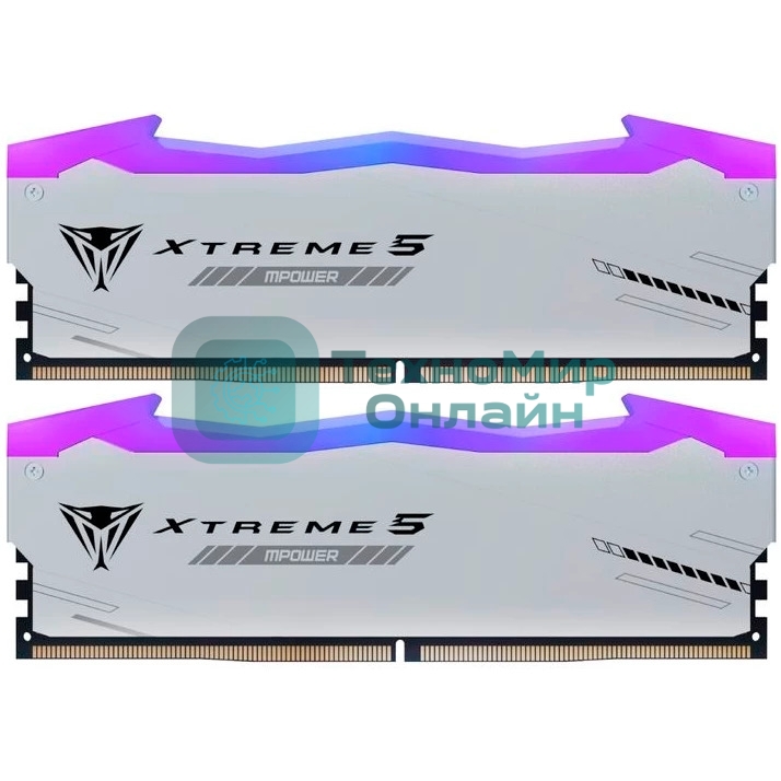 Оперативная память Patriot Viper Xtreme 5, DDR5, 48Gb (2x24GB), 6400MHz, CL32, DIMM, с радиаторами, RGB, серебристый