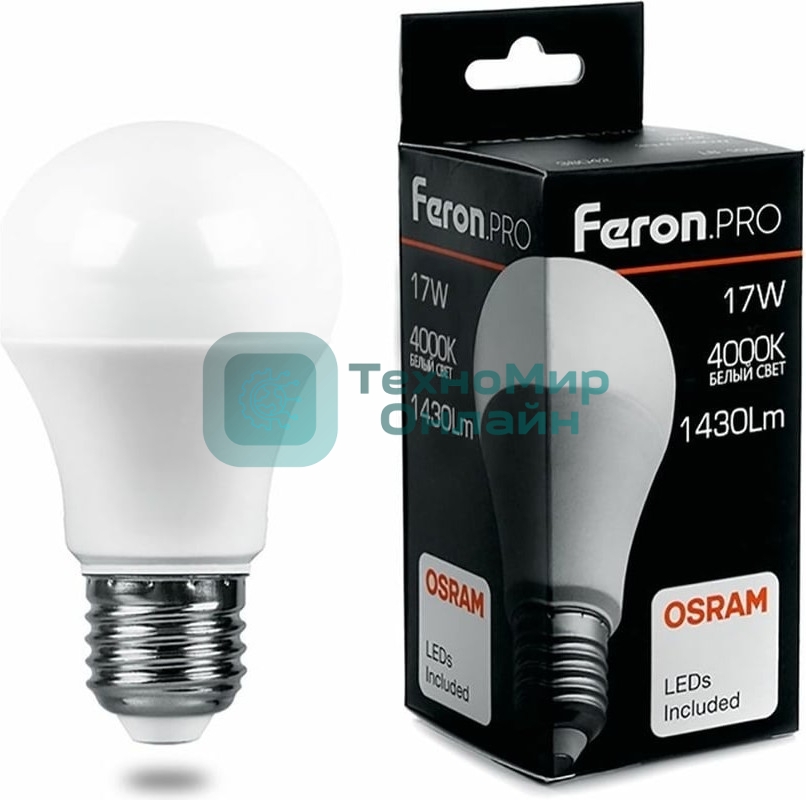 Лампа светодиодная Feron PRO LB-1017 шар E27 17W 4000K
