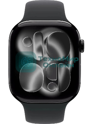 Умные часы Apple Watch Series 11 A3333 46мм OLED корп.черный Sport Band рем.черный разм.брасл.:M/L (MEUX4LW/A)