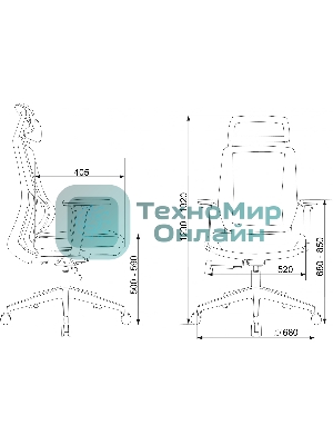 Кресло Бюрократ MC-G411N-H серый, сетка, подголовник