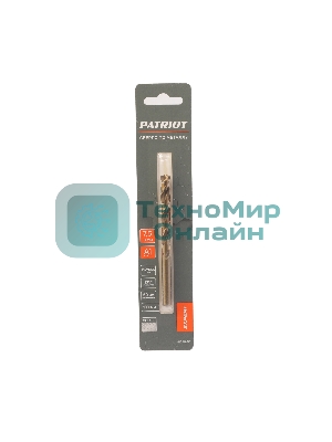 Сверло PATRIOT EXPERT по металлу, Р6М5К5, 7,5 мм, 1 шт в блистере