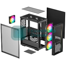 Компьютерный корпус Deepcool MATREXX 55 MESH V4 без БП, боковое окно (закаленное стекло), 3xARGB LED 140мм вентилятора спереди, 1xARGB LED 120мм вентилятор сзади, черный, ATX