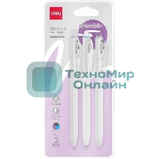 Набор ручек гелевых Deli EG160-3AS белый (3шт) стираемая