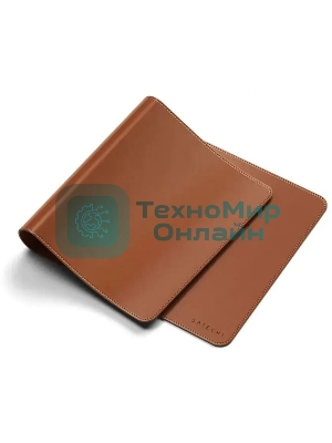 Коврик для мыши и клавиатуры большой из веганской кожи Satechi Vegan-Leather Premium Desk Mat, коричневый