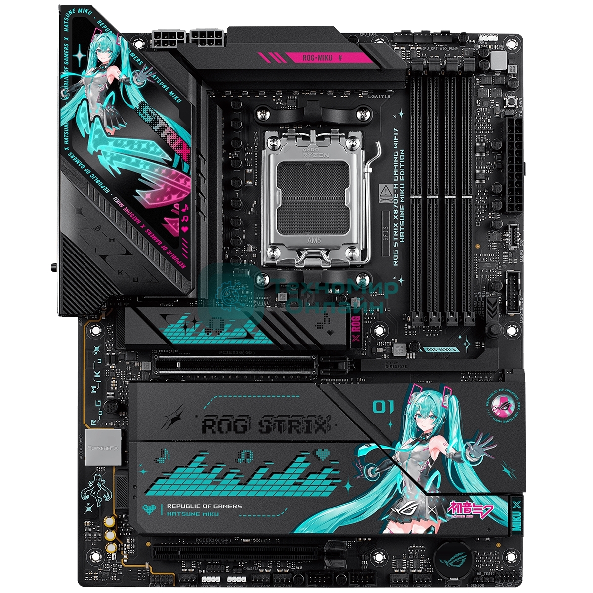 Материнская плата ASUS ROG STRIX X870E-H GAMING MIKU AM5 ATX 4xDDR5 2xPCIEx16 4xM.2 3xUSB-C HDMI 5GLAN Wi-Fi 7 