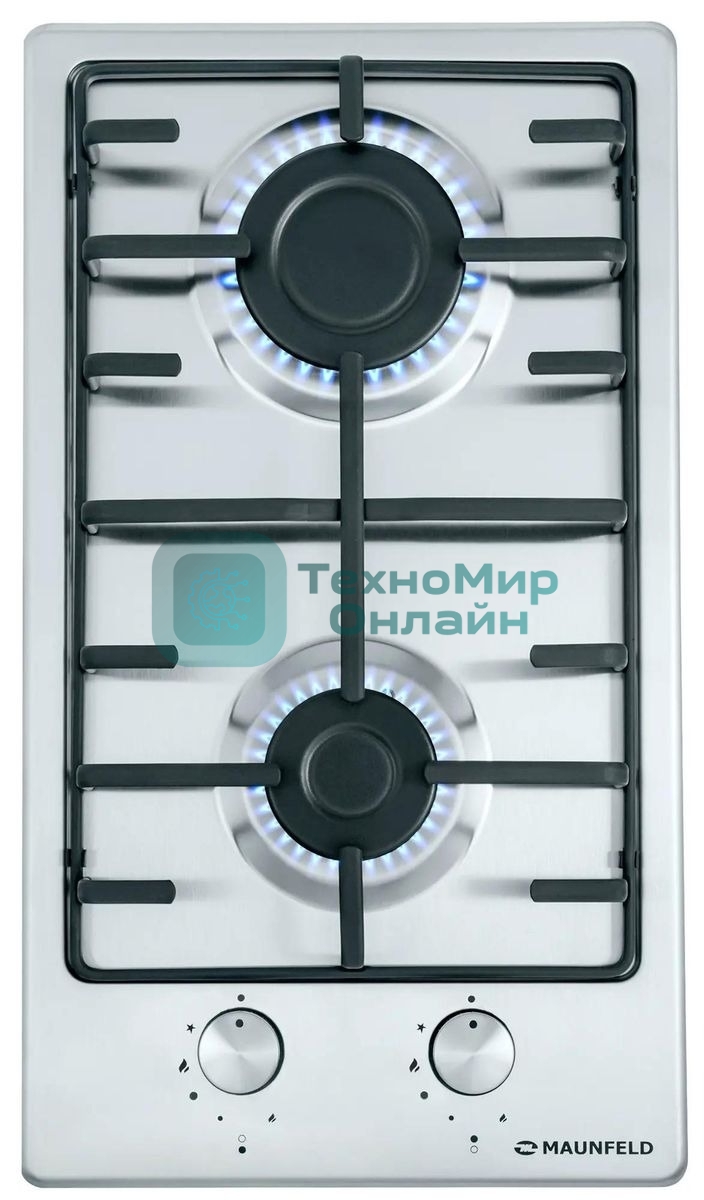 Газовая варочная панель Maunfeld EGHS.32.3ES, 2 конфорки, нержавеющая сталь, серебристый