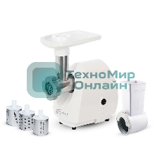 Мясорубка электрическая Бриз М 21.23 белый, 1000 Вт, 1.3 кг/мин, защита от перегрузки, насадки - 3