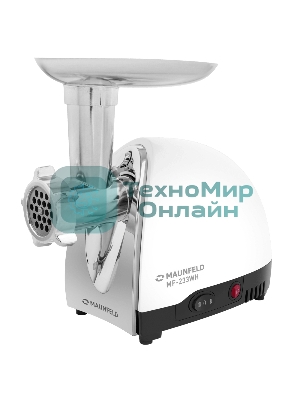 Мясорубка электрическая Maunfeld MF-233WH белый, 1360 Вт, 1.5 кг/мин, реверс, металлический лоток, насадки - 5
