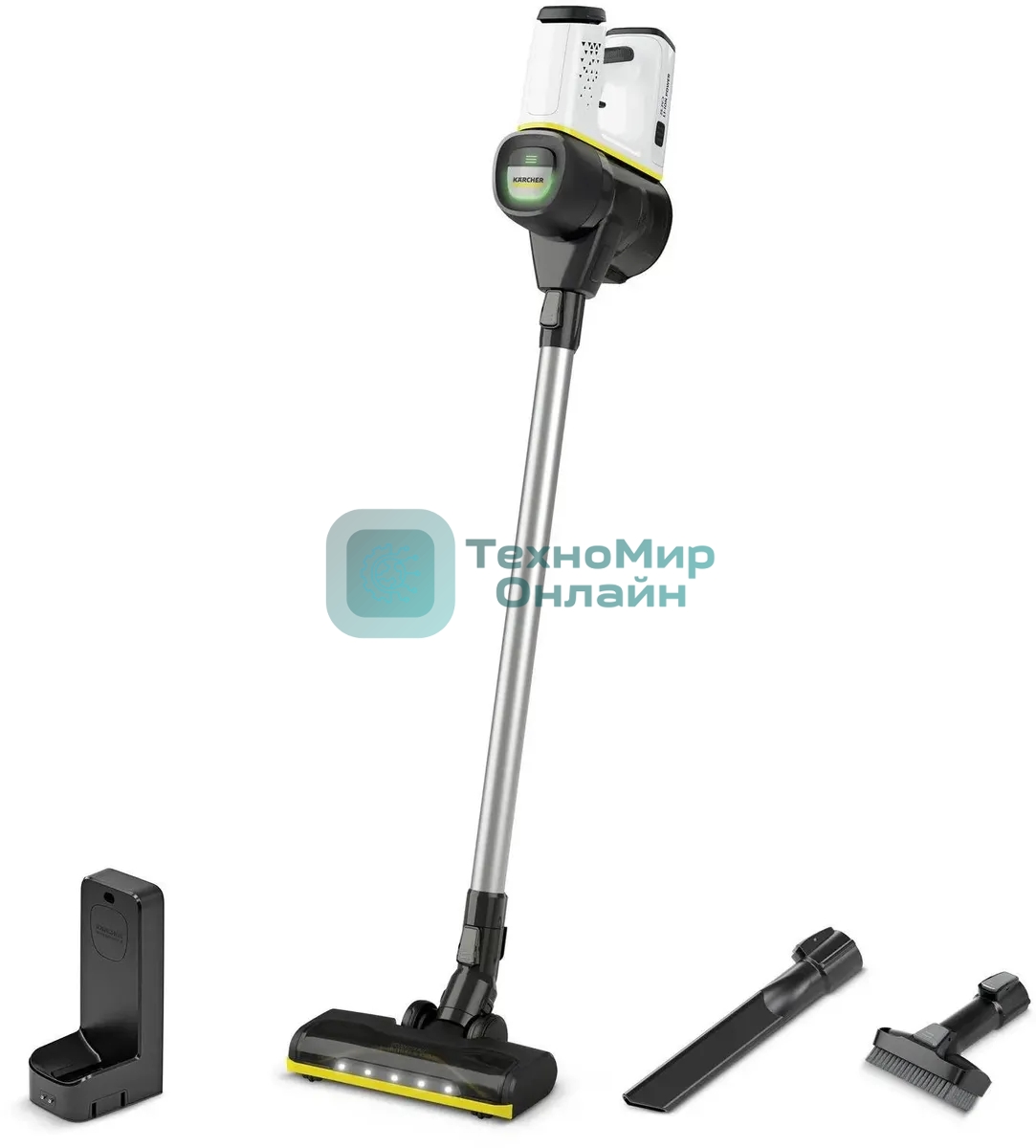 Пылесос вертикальный/ручной Karcher VC 6 Cordless ourFamily белый/черный, питание от аккумулятора, 250 Вт, уборка сухая, пылесборник 0.8 л, работа от АКБ max - 50 мин