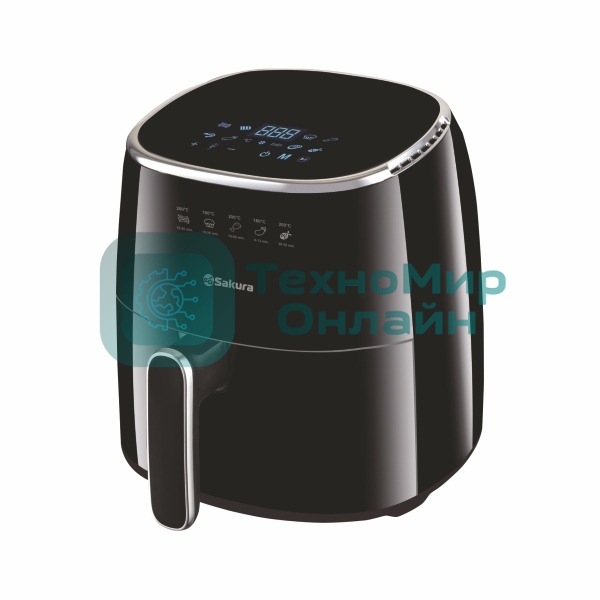 Аэрогриль Sakura SA-7684BK черный, 1500 Вт, 5 л, сенсор, 8 программ