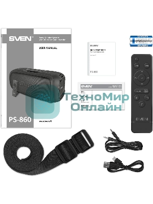 Портативная колонка SVEN PS-860 черный 100W 1.0 BT/3.5Jack 5400mAh