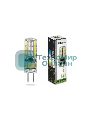 Лампа светодиодная Feron LED 2вт 12в G4 белый капсульная
