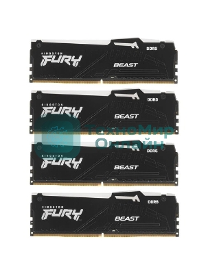 Оперативная память Kingston Fury Beast, DDR5, 128Gb (4x32Gb), 5600MHz, CL40, DIMM, радиатор, RGB, черный