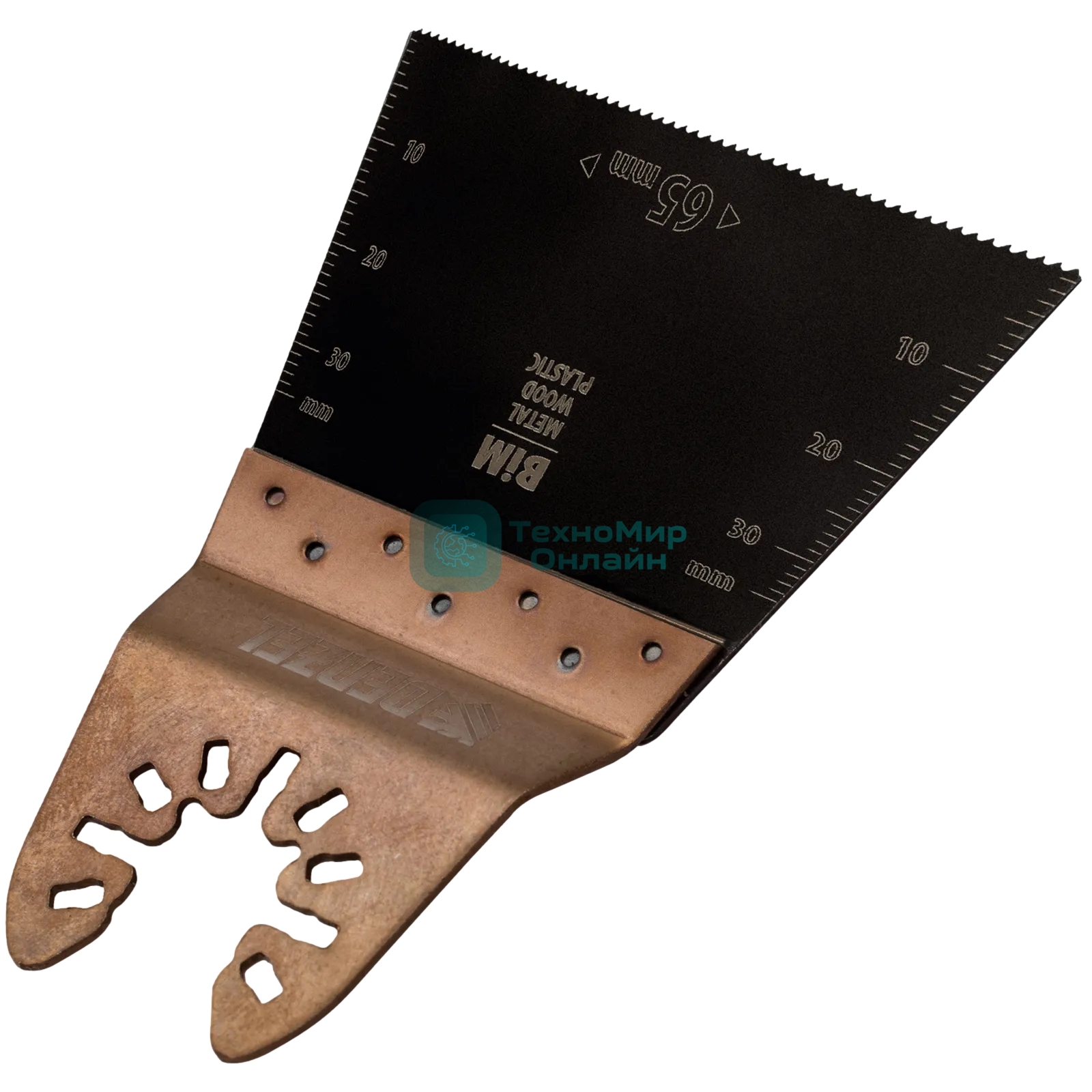 Насадка для МФИ Denzel режущая прямая, BiM, по металлу и дереву, 65 x 1,2 мм, мелкий зуб