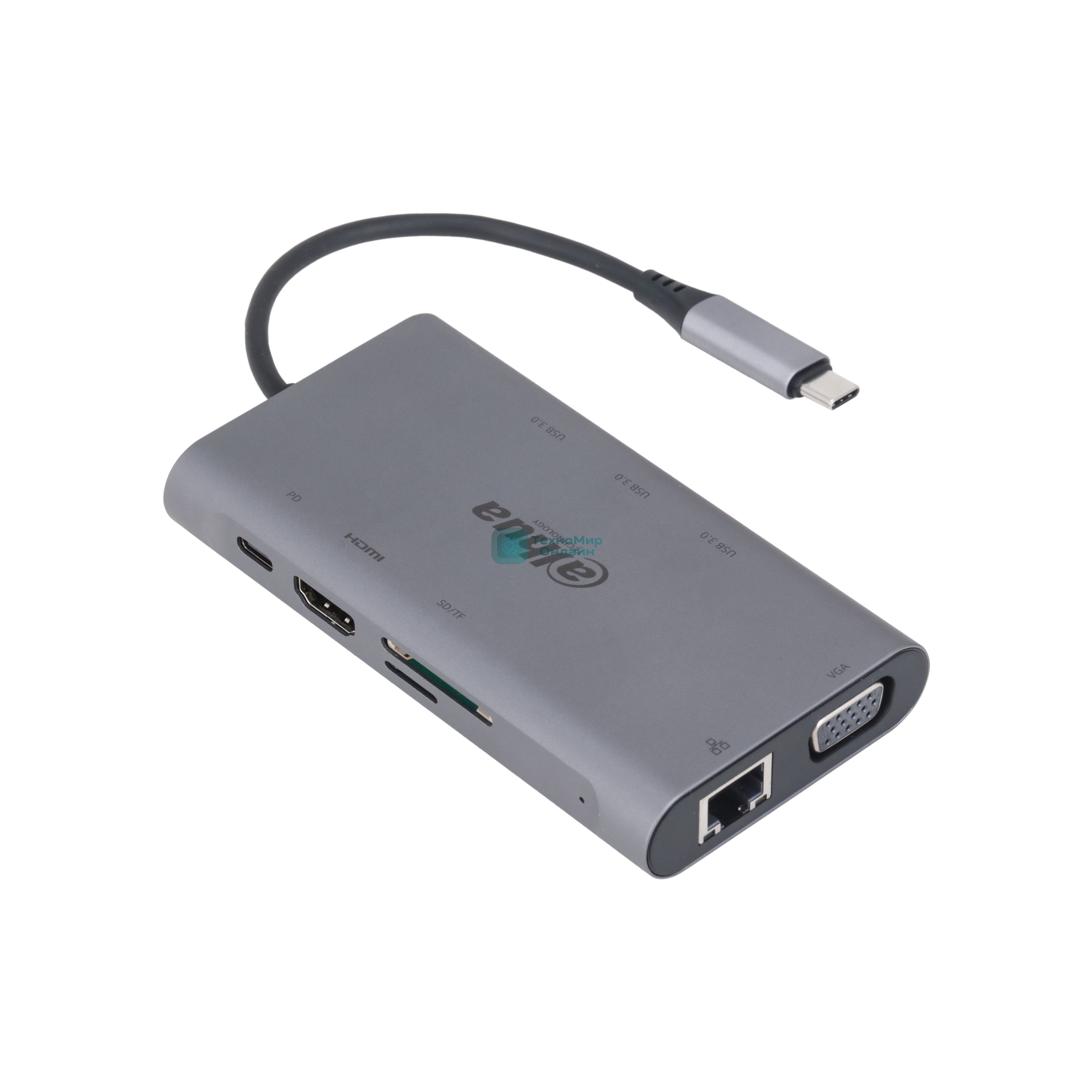 USB-концентратор Dahua 9 in 1 USB 3.1 Type-C to USB 3.0 + HDMI + RJ45 + VGA + SD/TF +PD Docking Station
