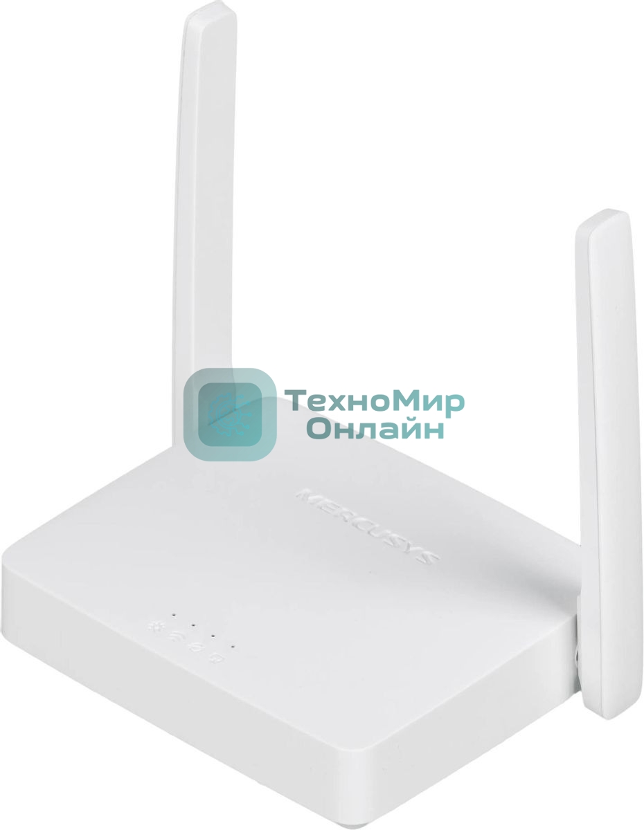 Роутер Mercusys 300Mbps Multi-Mode Wireless N Router, 2× Fixed External Antennas, 2× 10/100 Mbps LAN Ports, 1× 10/100 Mbps WAN Port, FEATURE: Access Point Mode, WPS/Reset Button, IPTV, IPv6, Beamforming, MU-MIMO, Parental Controls, Guest Network