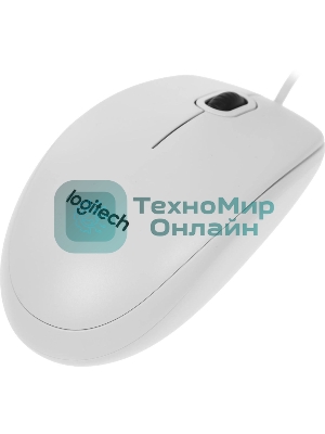 Мышь проводная Logitech B100 белый, 1000 dpi, USB, кнопки - 3