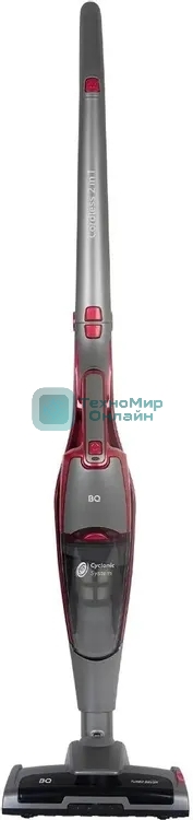 Пылесос вертикальный BQ VCA0401H серый/красный, питание от аккумулятора, 40 Вт, уборка сухая, пылесборник 0.6 л, работа от АКБ max 45 мин