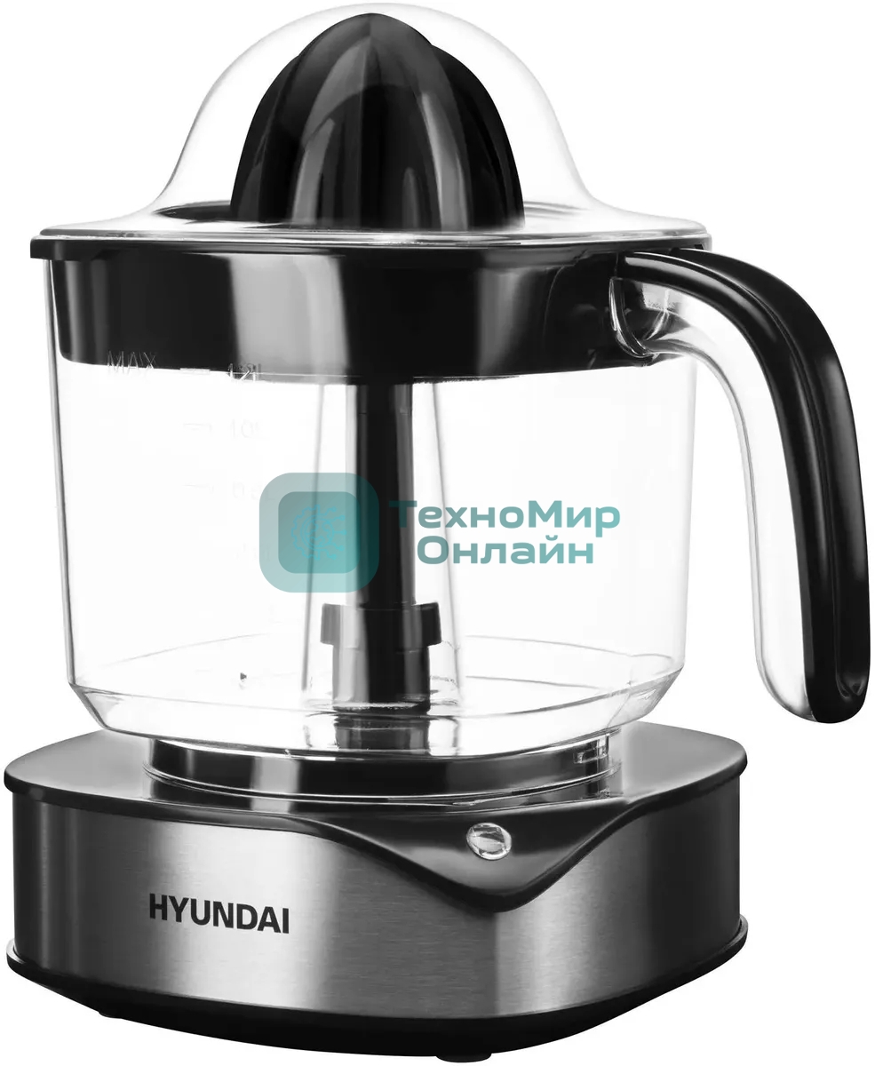 Соковыжималка Hyundai HY-JC4123 стальной/чёрный, цитрусовая, 30 Вт, 1200 мл, механическое
