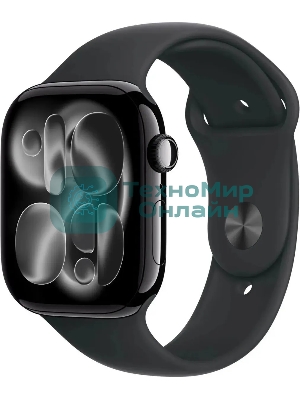 Умные часы Apple Watch Series 11 A3333 46мм OLED корп.черный Sport Band рем.черный разм.брасл.:M/L (MEUX4LW/A)