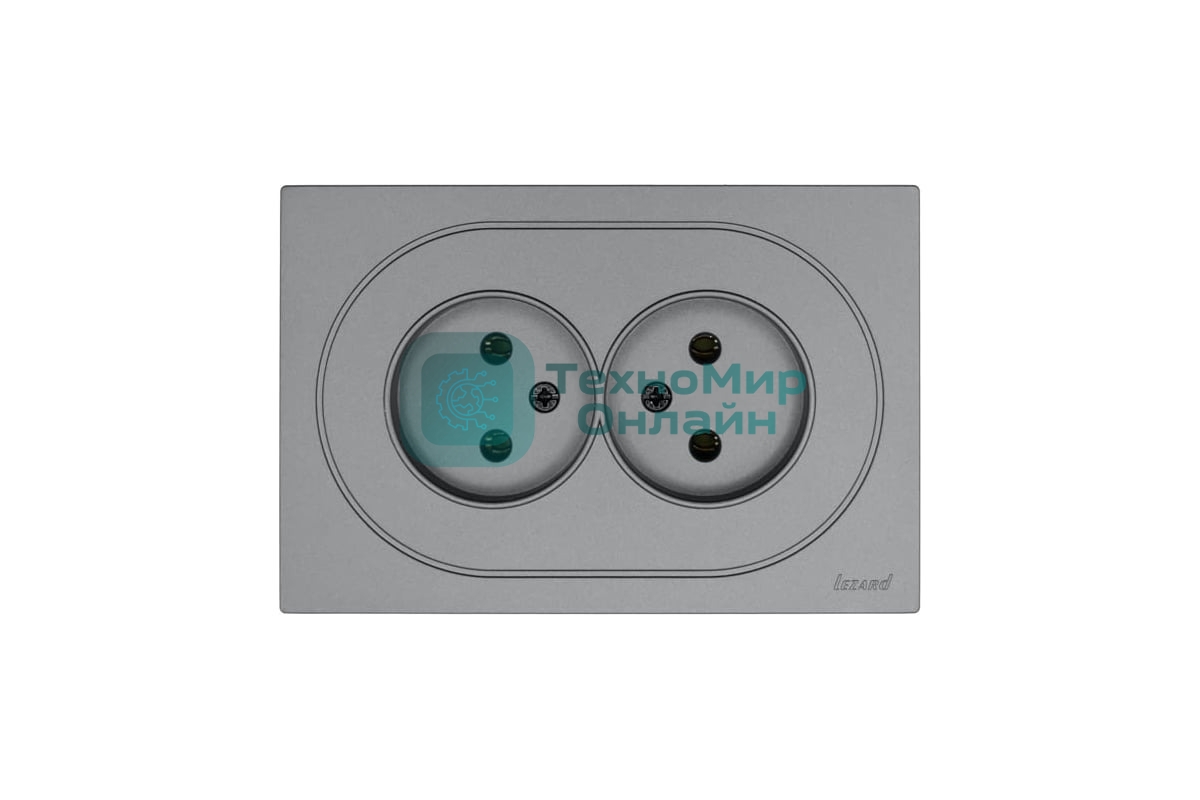 Розетка 2-м LEZARD СП OSEN без заземл. ПБТ, механизм, серый матовый 743-7400-128B