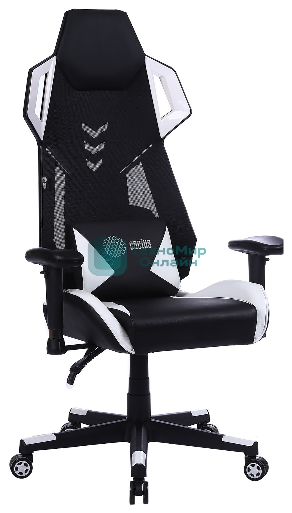 Кресло Cactus CS-CHR-090BLW черный, экокожа