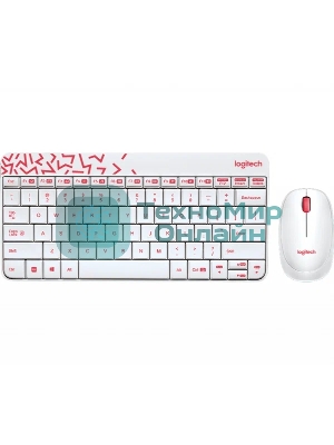Комплект клавиатура+мышь Logitech MK240 Nano беспроводной, USB, 1000 DPI, белый