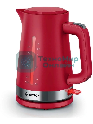Чайник электрический Bosch TWK4M224 1.7л. красный корпус: пластик